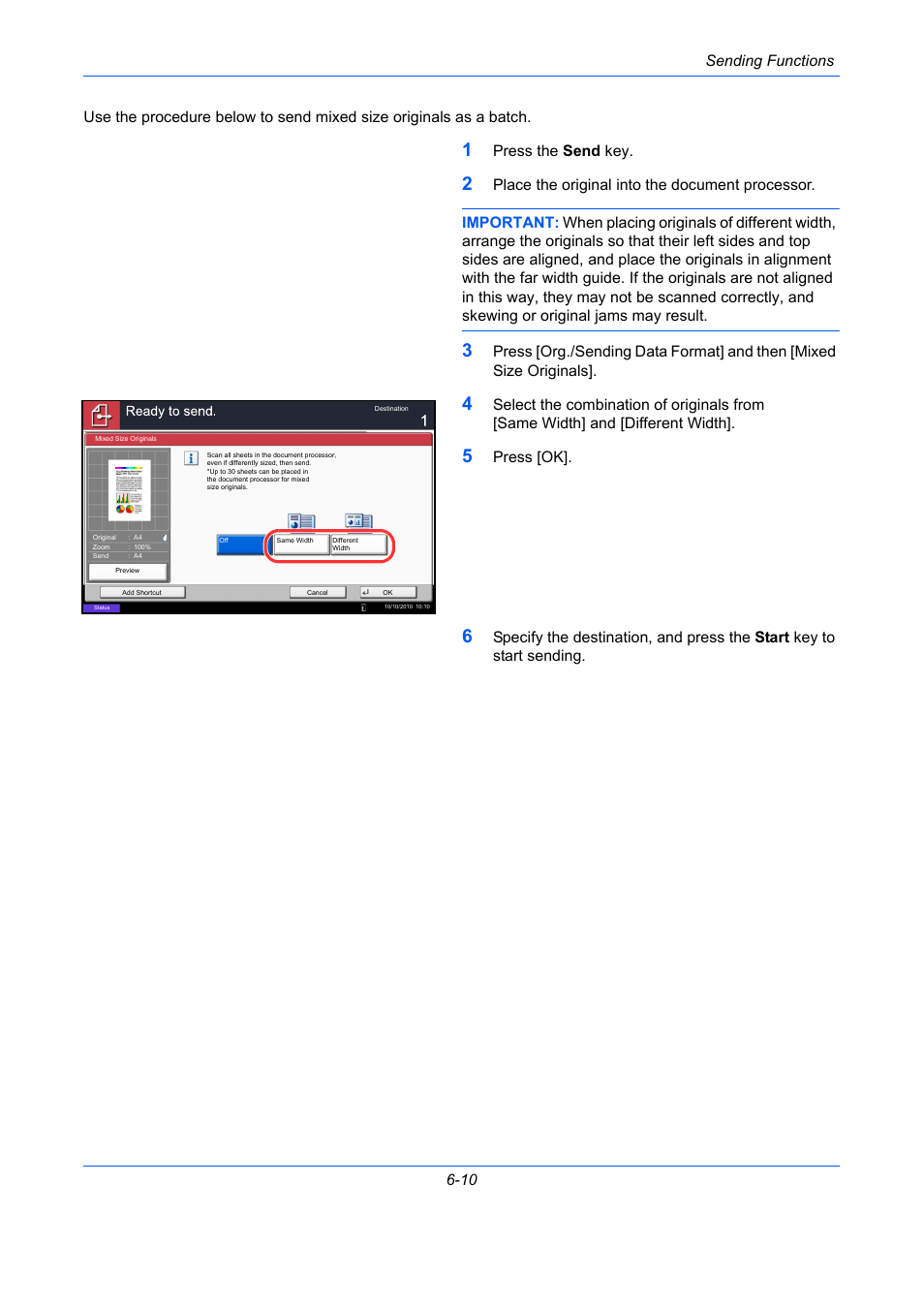 Press the send key, Press [ok | TA Triumph-Adler DC 2435 User Manual | Page 222 / 568