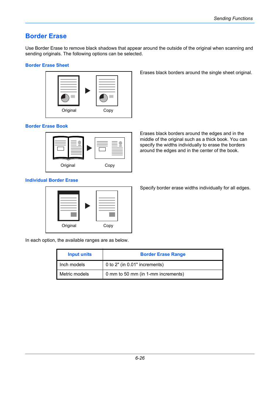 Border erase, Border erase -26, Ge 6-26 | TA Triumph-Adler DC 2435 User Manual | Page 238 / 568