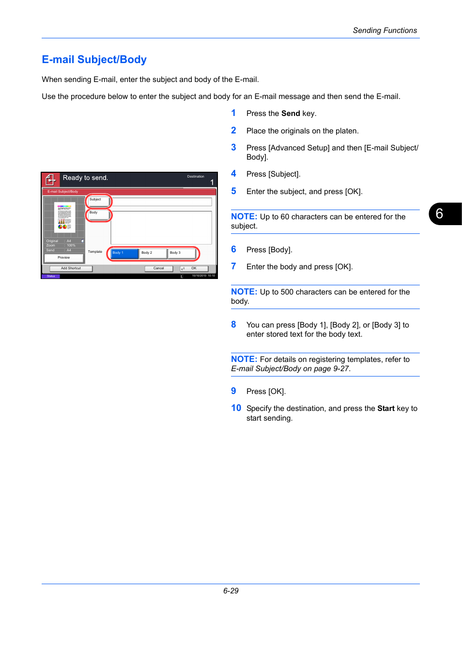 E-mail subject/body, E-mail subject/body -29, E 6-29) | TA Triumph-Adler DC 2435 User Manual | Page 241 / 568