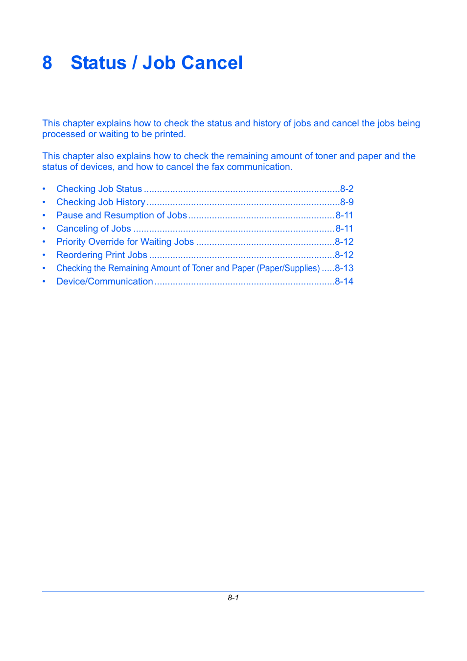 8 status / job cancel, Status / job cancel, 8 - status / job cancel | TA Triumph-Adler DC 2435 User Manual | Page 283 / 568