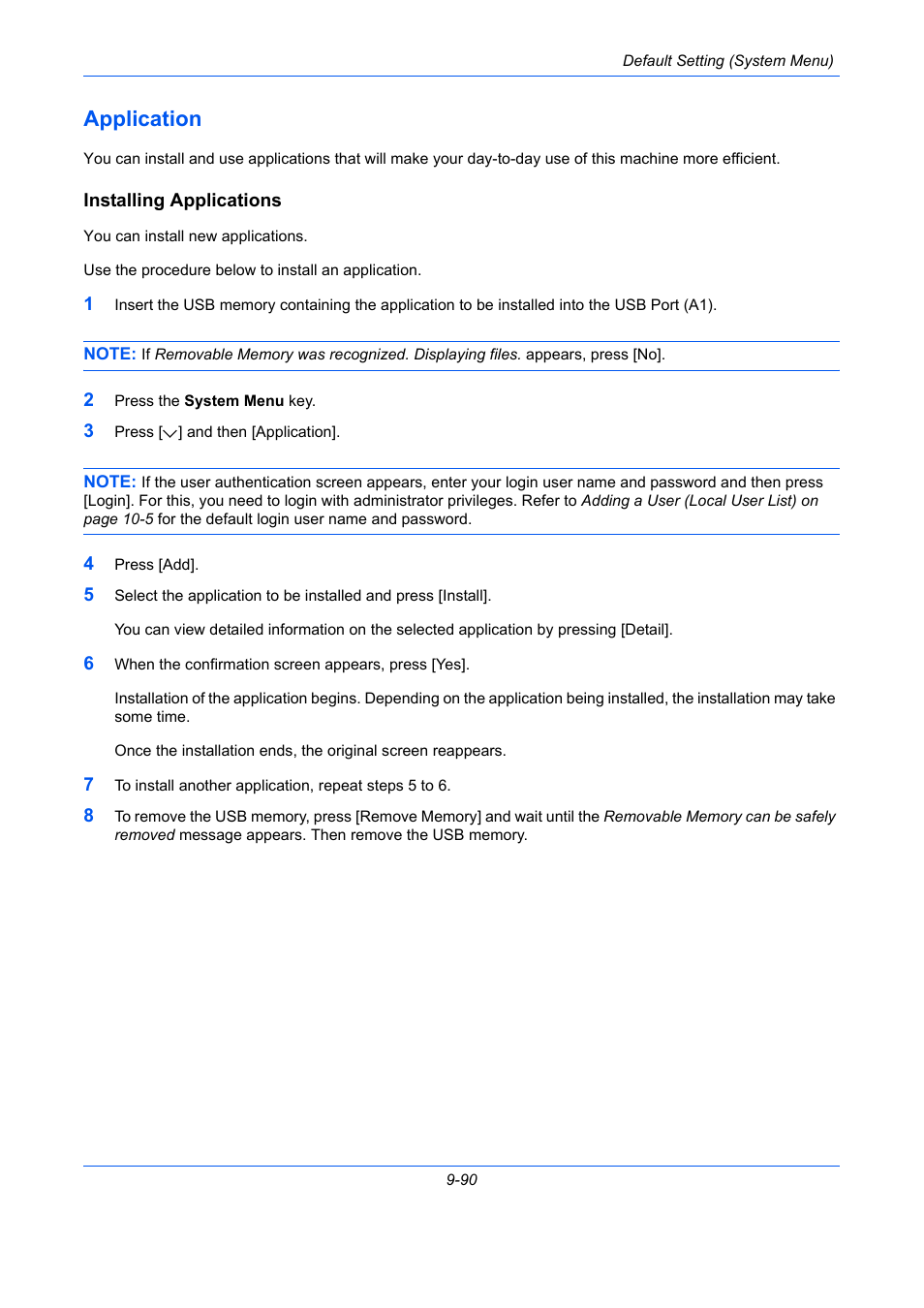 Application, Installing applications, Application -90 | TA Triumph-Adler DC 2435 User Manual | Page 388 / 568