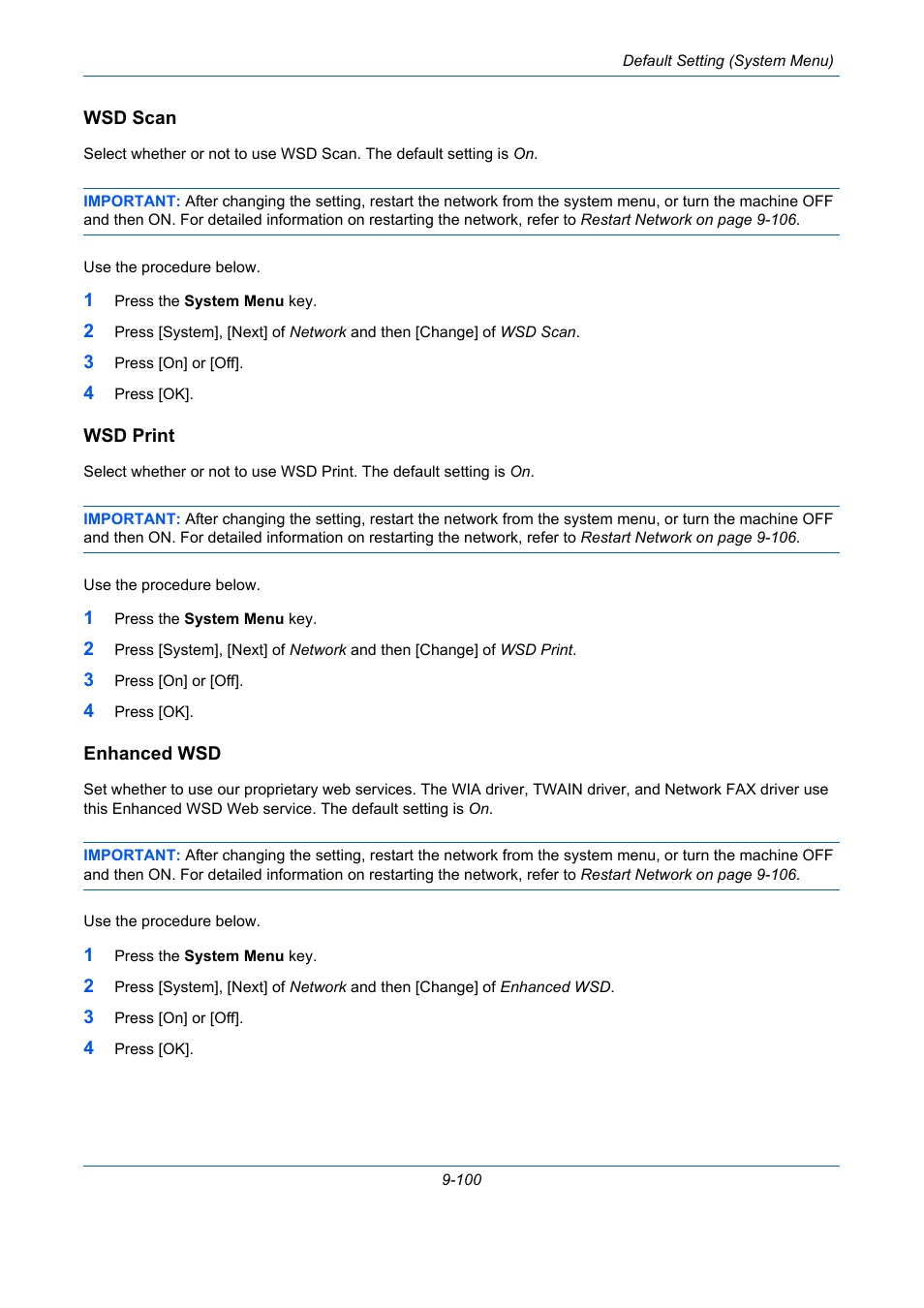 Wsd scan, Wsd print, Enhanced wsd | Ge 9-100), E 9-100), Wsd scan …9-100, Wsd print …9-100, Enhanced wsd …9-100 | TA Triumph-Adler DC 2435 User Manual | Page 398 / 568