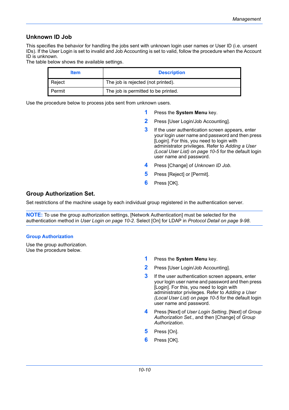 Unknown id job, Group authorization set, E 10-10) | Ge 10-10) | TA Triumph-Adler DC 2435 User Manual | Page 422 / 568