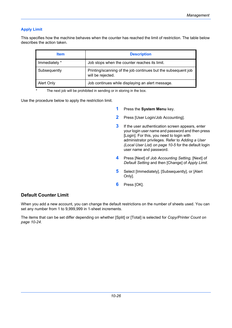 Default counter limit, E 10-26) | TA Triumph-Adler DC 2435 User Manual | Page 438 / 568