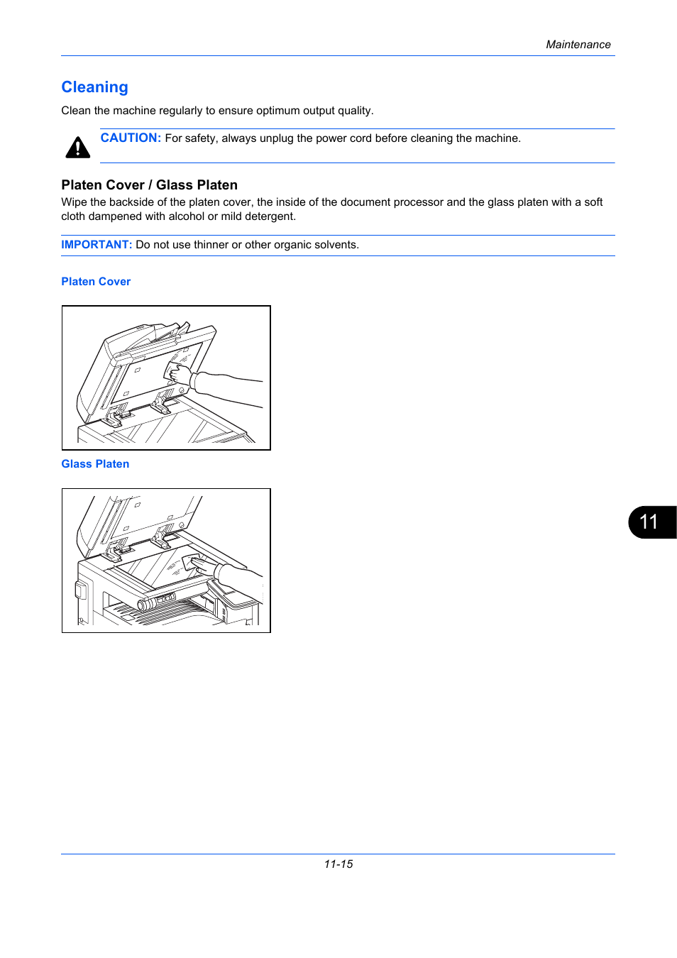 Cleaning, Platen cover / glass platen, Cleaning -15 | TA Triumph-Adler DC 2435 User Manual | Page 461 / 568