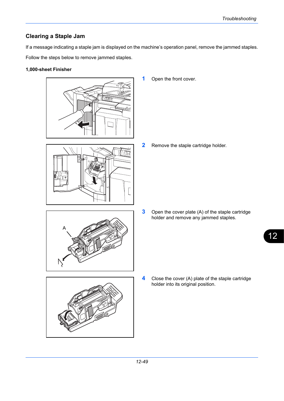 Clearing a staple jam | TA Triumph-Adler DC 2435 User Manual | Page 515 / 568