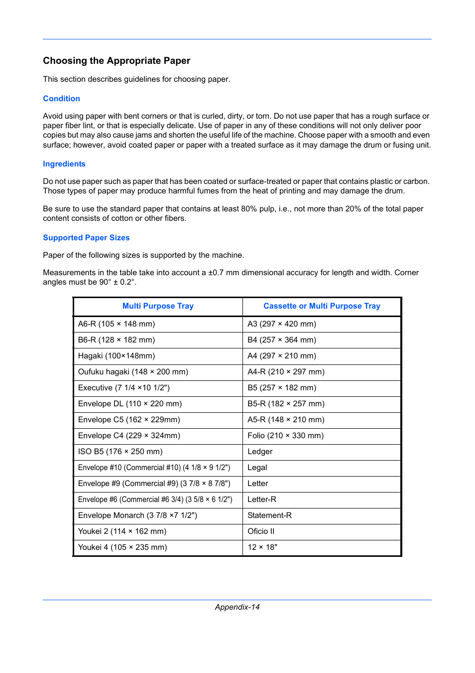 Choosing the appropriate paper | TA Triumph-Adler DC 2435 User Manual | Page 532 / 568