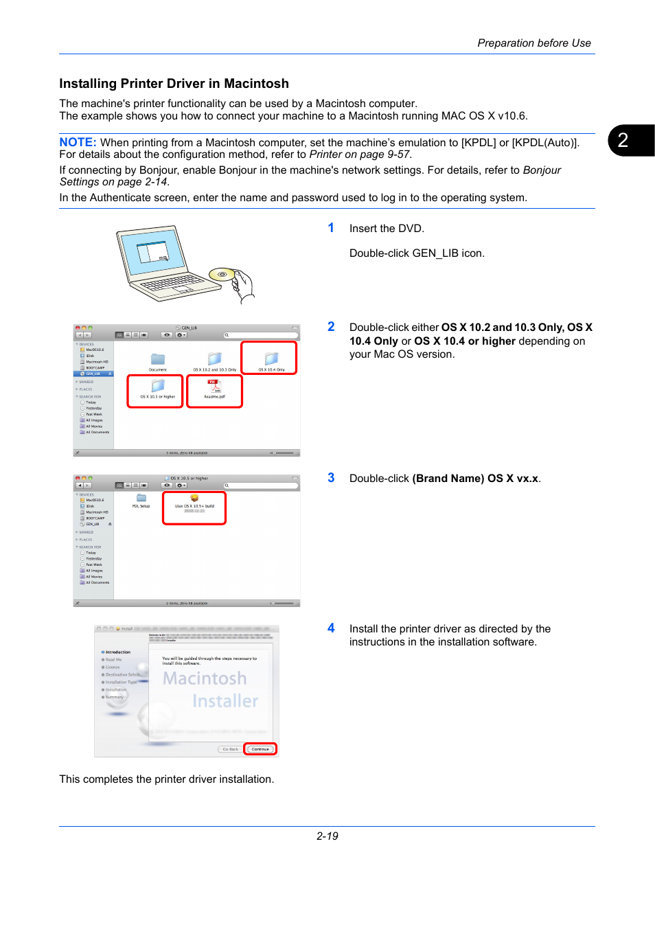 Installing printer driver in macintosh | TA Triumph-Adler DC 2435 User Manual | Page 65 / 568