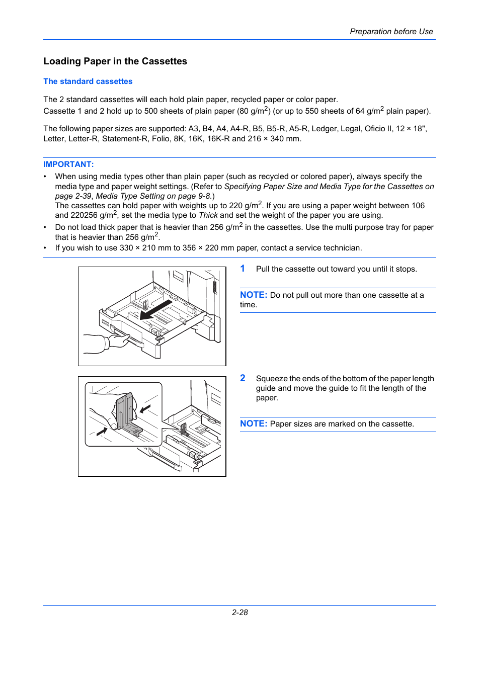 Loading paper in the cassettes | TA Triumph-Adler DC 2435 User Manual | Page 74 / 568