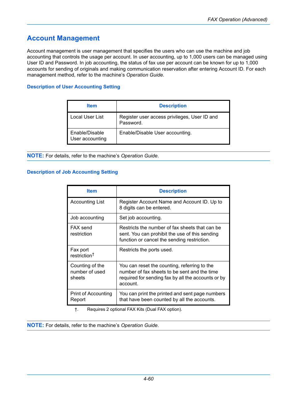 Account management, Account management -60 | TA Triumph-Adler DC 2435 User Manual | Page 128 / 250