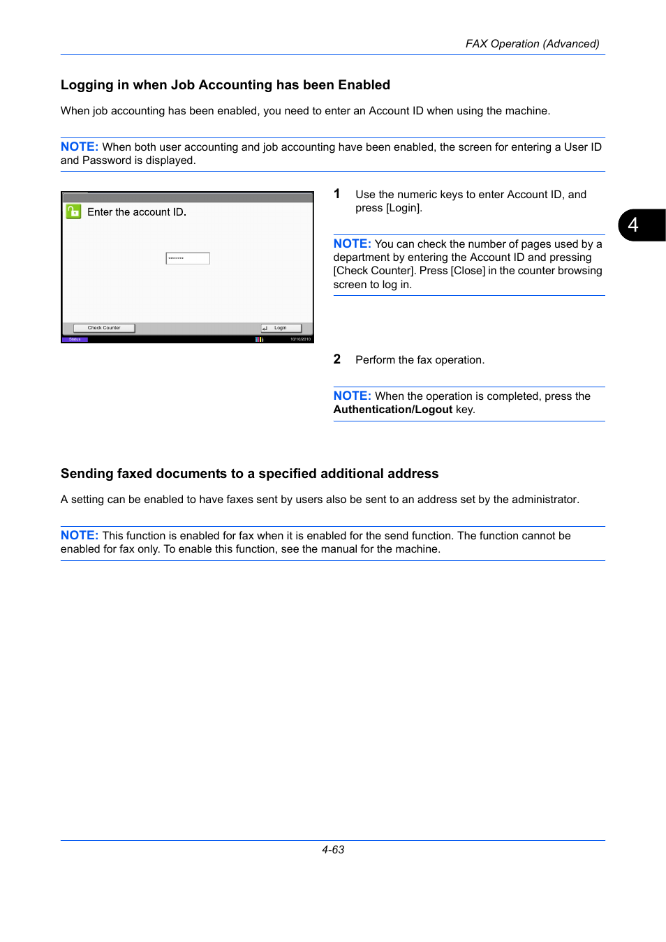 Logging in when job accounting has been enabled | TA Triumph-Adler DC 2435 User Manual | Page 131 / 250