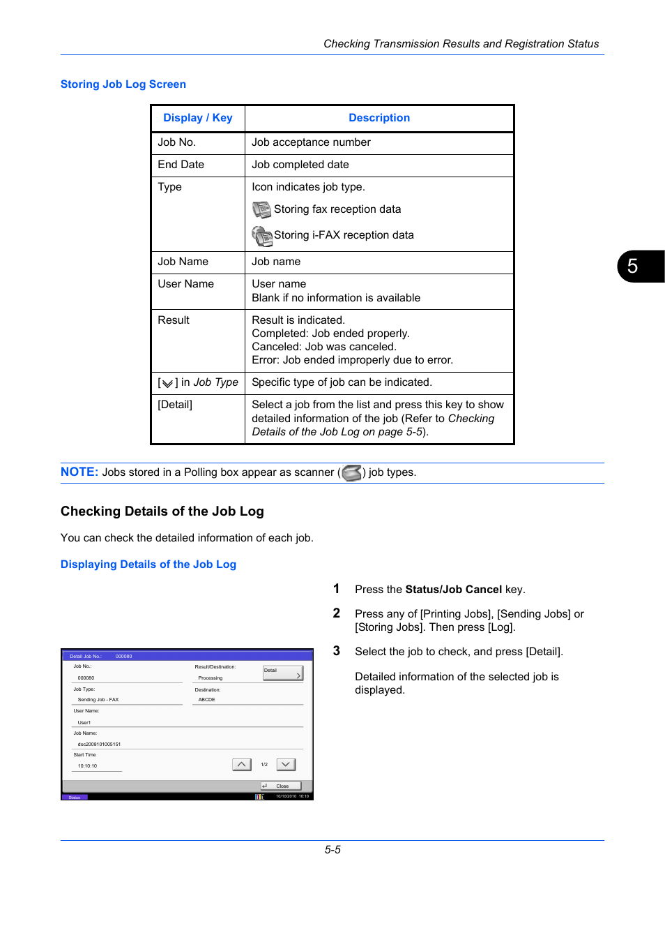 Checking details of the job log | TA Triumph-Adler DC 2435 User Manual | Page 141 / 250