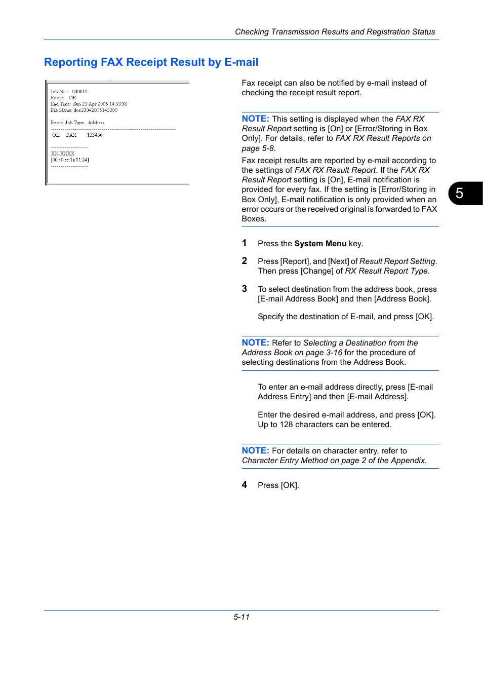 Reporting fax receipt result by e-mail, Reporting fax receipt result by e-mail -11 | TA Triumph-Adler DC 2435 User Manual | Page 147 / 250