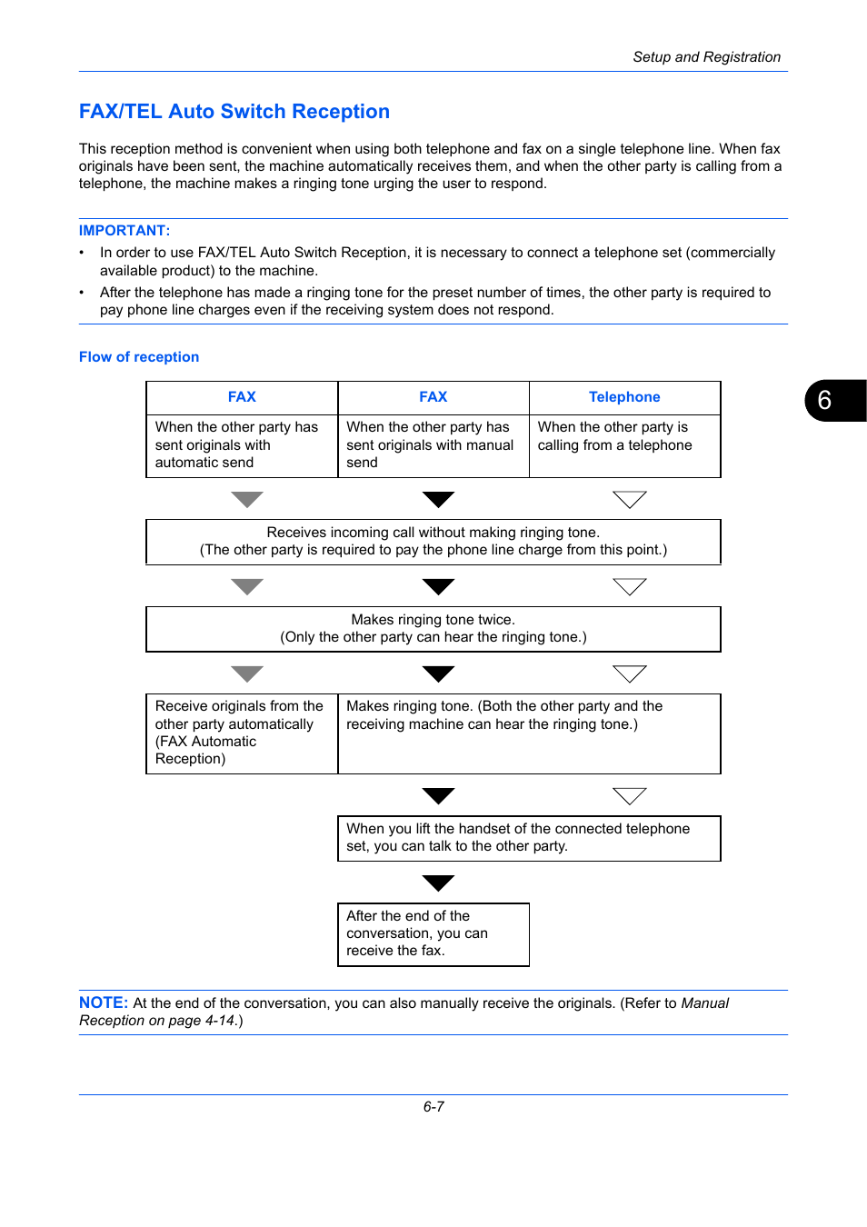 Fax/tel auto switch reception, Fax/tel auto switch reception -7 | TA Triumph-Adler DC 2435 User Manual | Page 155 / 250