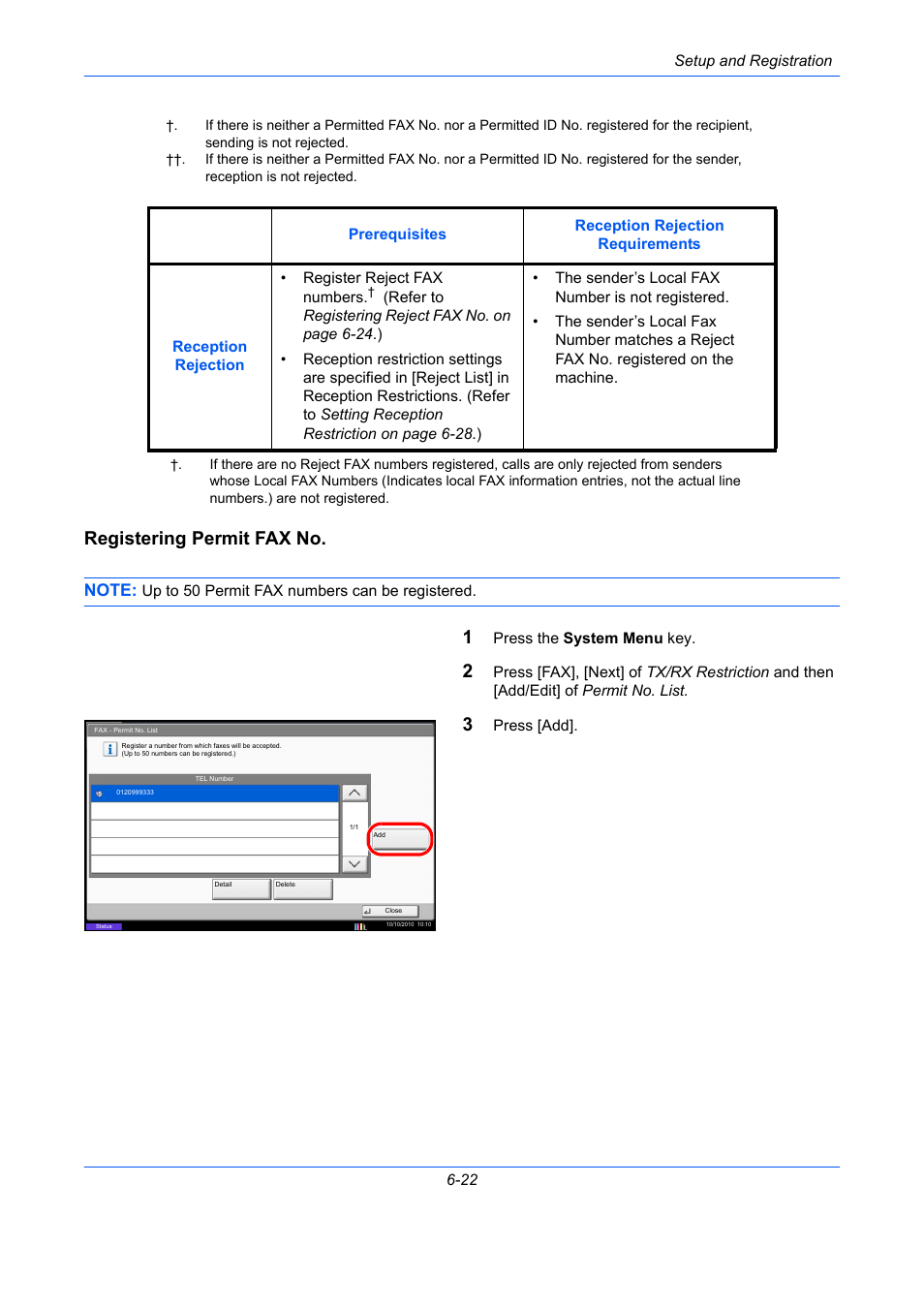 Registering permit fax no, Registering | TA Triumph-Adler DC 2435 User Manual | Page 170 / 250