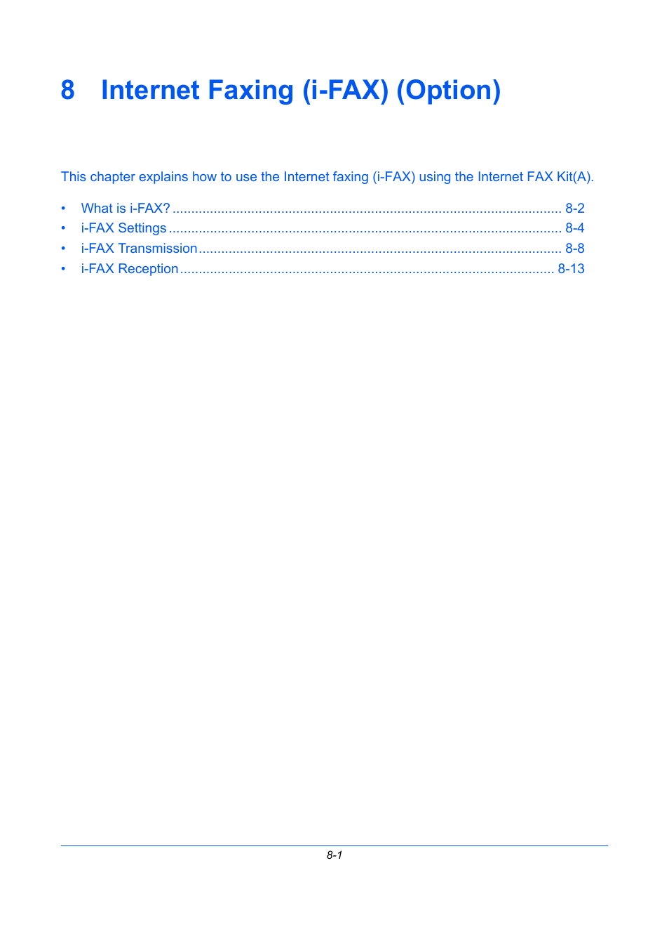 8 internet faxing (i-fax) (option), Internet faxing (i-fax) (option), Chapter 8 - internet faxing (i-fax) (option) | TA Triumph-Adler DC 2435 User Manual | Page 193 / 250