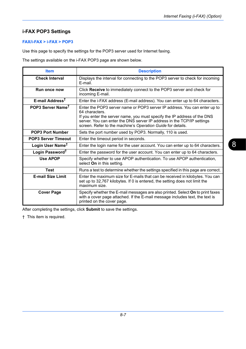 I-fax pop3 settings | TA Triumph-Adler DC 2435 User Manual | Page 199 / 250