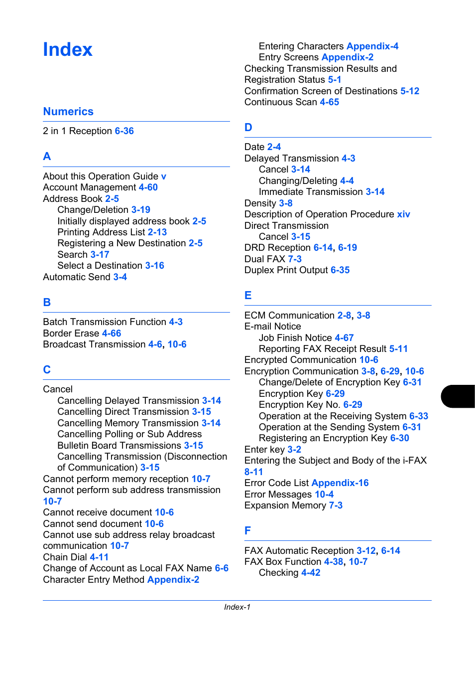 Index | TA Triumph-Adler DC 2435 User Manual | Page 243 / 250