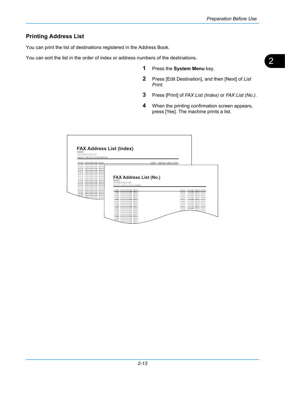 Printing address list | TA Triumph-Adler DC 2435 User Manual | Page 37 / 250