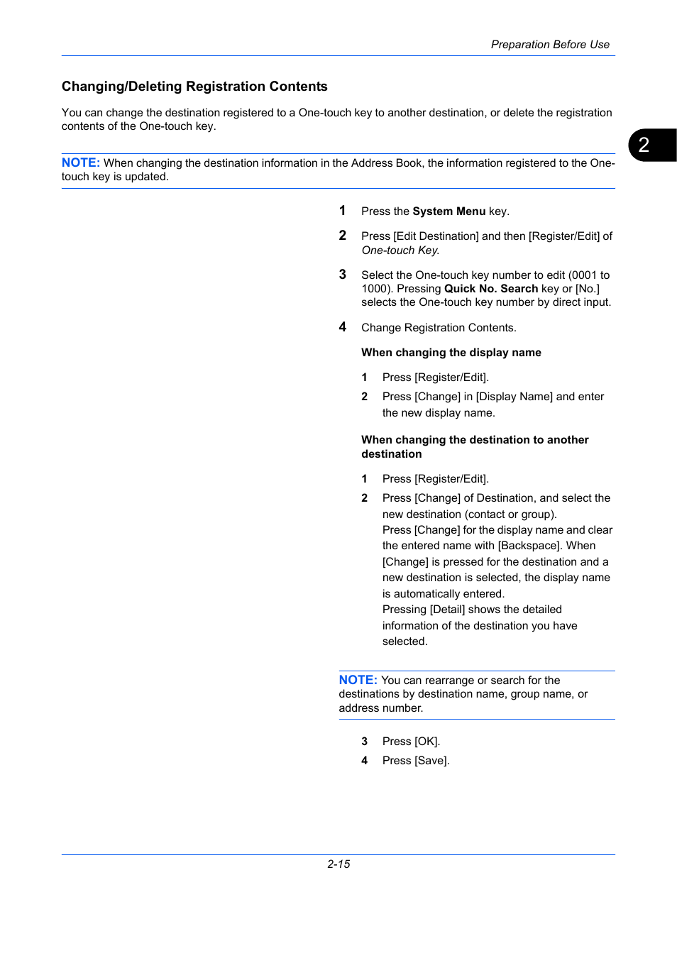 Changing/deleting registration contents | TA Triumph-Adler DC 2435 User Manual | Page 39 / 250