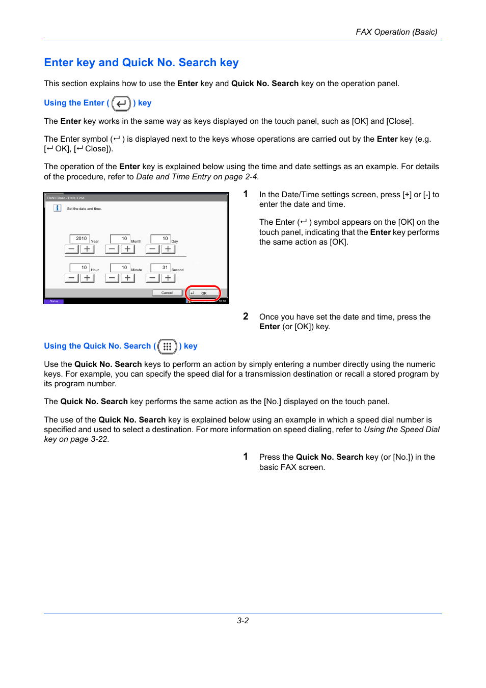 Enter key and quick no. search key, Enter key and quick no. search key -2 | TA Triumph-Adler DC 2435 User Manual | Page 42 / 250