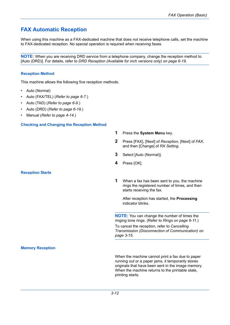 Fax automatic reception, Fax automatic reception -12 | TA Triumph-Adler DC 2435 User Manual | Page 52 / 250