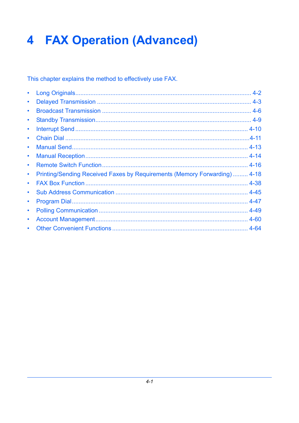 4 fax operation (advanced), Fax operation (advanced), Chapter 4 - fax operation (advanced) | TA Triumph-Adler DC 2435 User Manual | Page 69 / 250