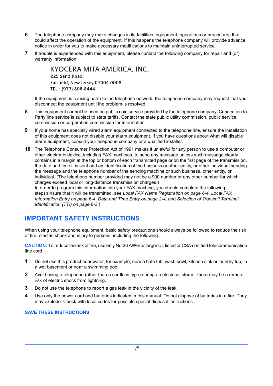 Important safety instructions | TA Triumph-Adler DC 2435 User Manual | Page 9 / 250