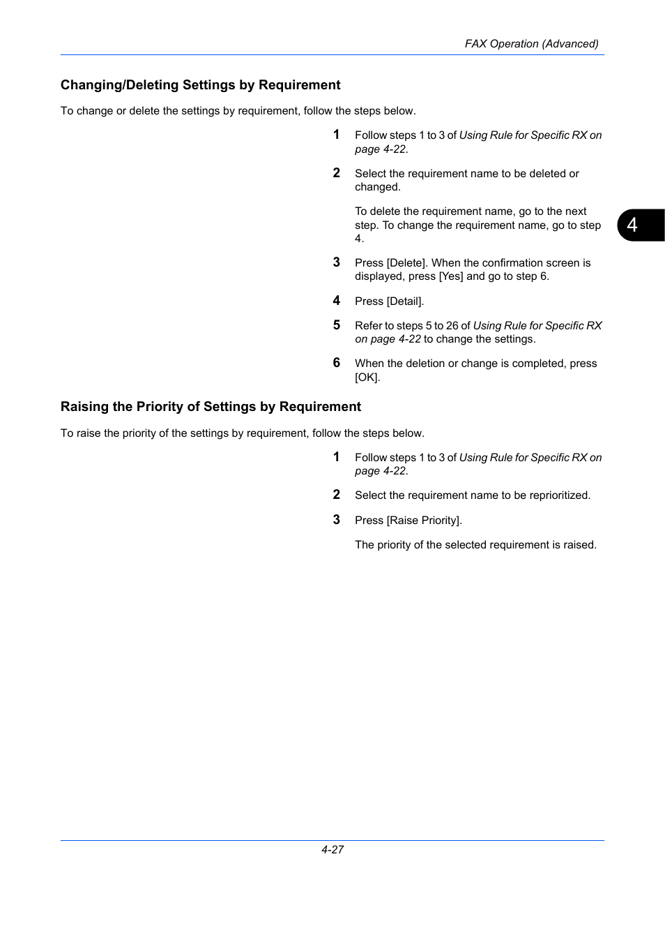 Changing/deleting settings by requirement, Raising the priority of settings by requirement | TA Triumph-Adler DC 2435 User Manual | Page 95 / 250