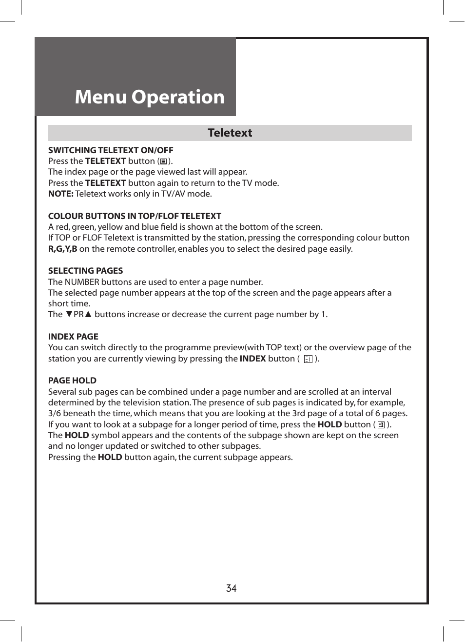 Menu operation | Daewoo DLP-3212 User Manual | Page 34 / 38