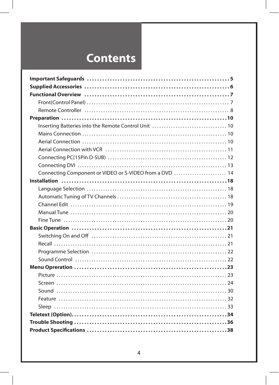 Daewoo DLP-3212 User Manual | Page 4 / 38