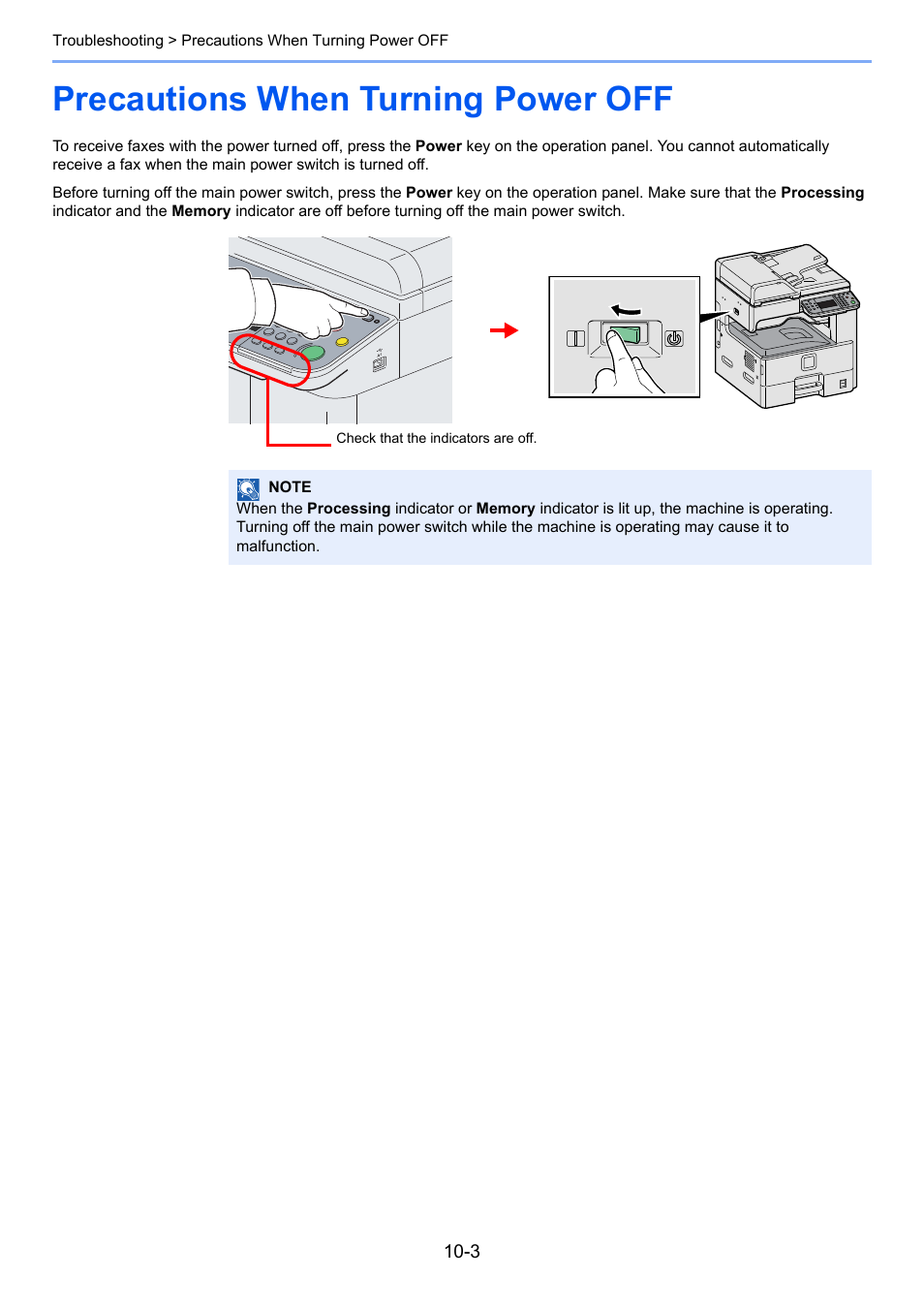 Precautions when turning power off, Precautions when turning power off -3 | TA Triumph-Adler DC 6025 User Manual | Page 190 / 216