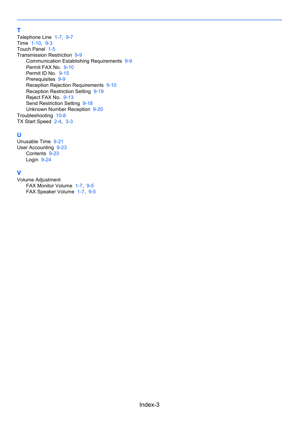 Index-3 t | TA Triumph-Adler DC 6025 User Manual | Page 215 / 216