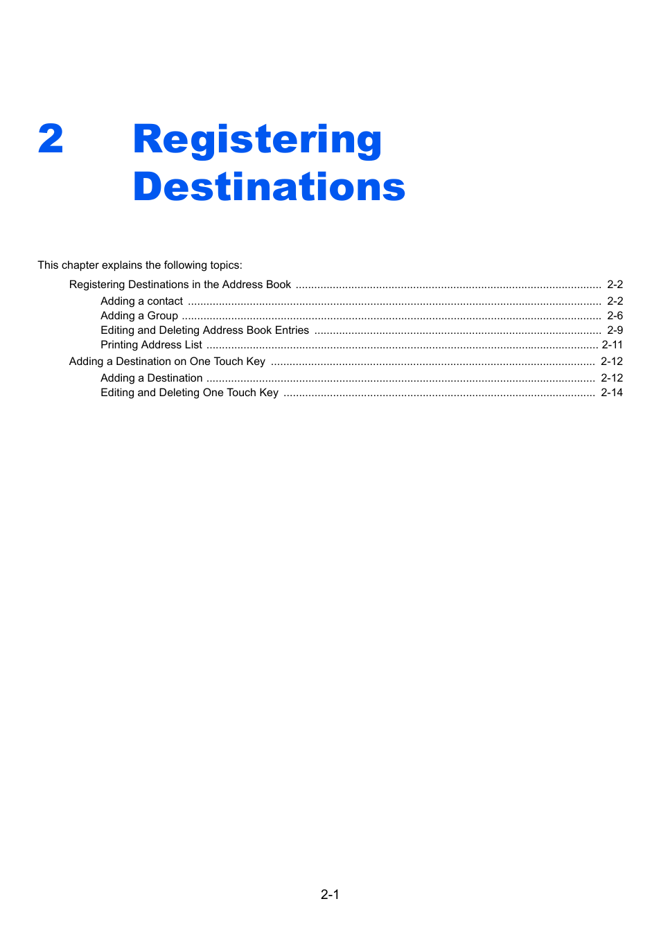 2 registering destinations, Registering destinations -1, 2registering destinations | TA Triumph-Adler DC 6025 User Manual | Page 28 / 216