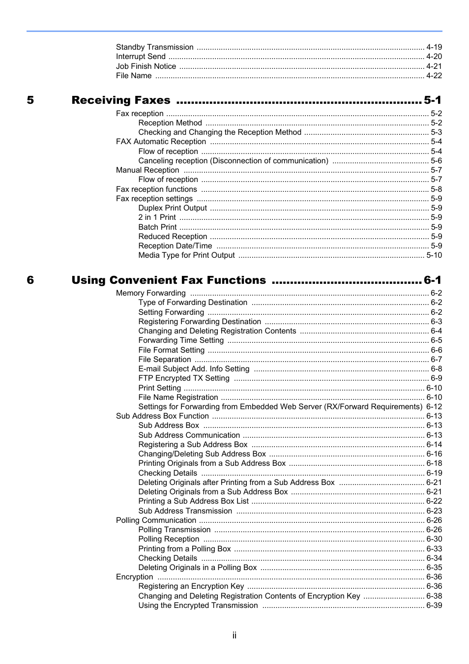5receiving faxes -1, 6using convenient fax functions -1 | TA Triumph-Adler DC 6025 User Manual | Page 5 / 216