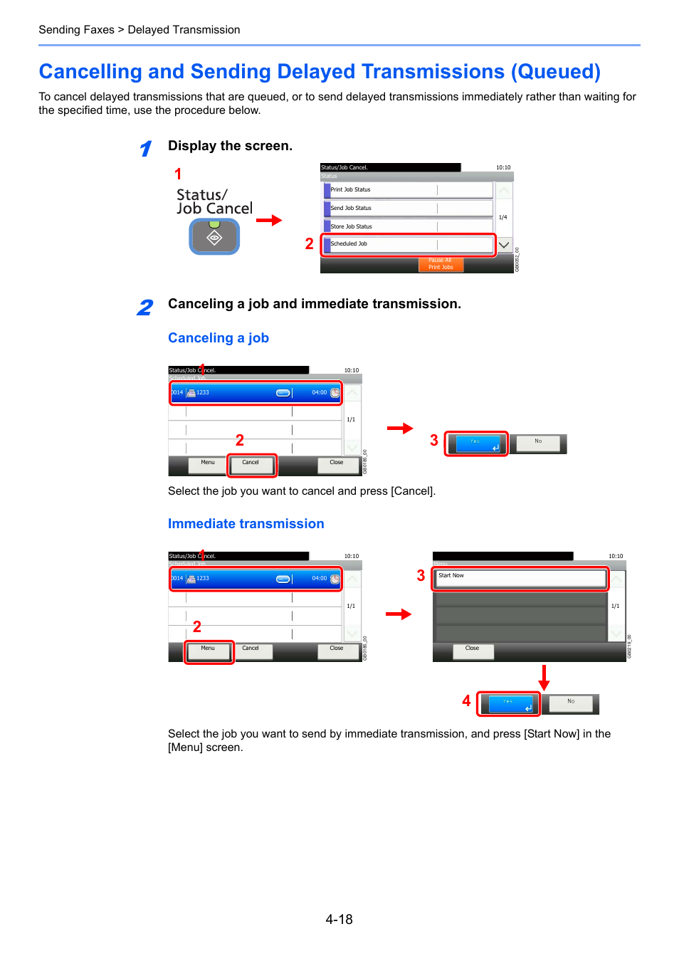 Display the screen, Immediate transmission | TA Triumph-Adler DC 6025 User Manual | Page 73 / 216
