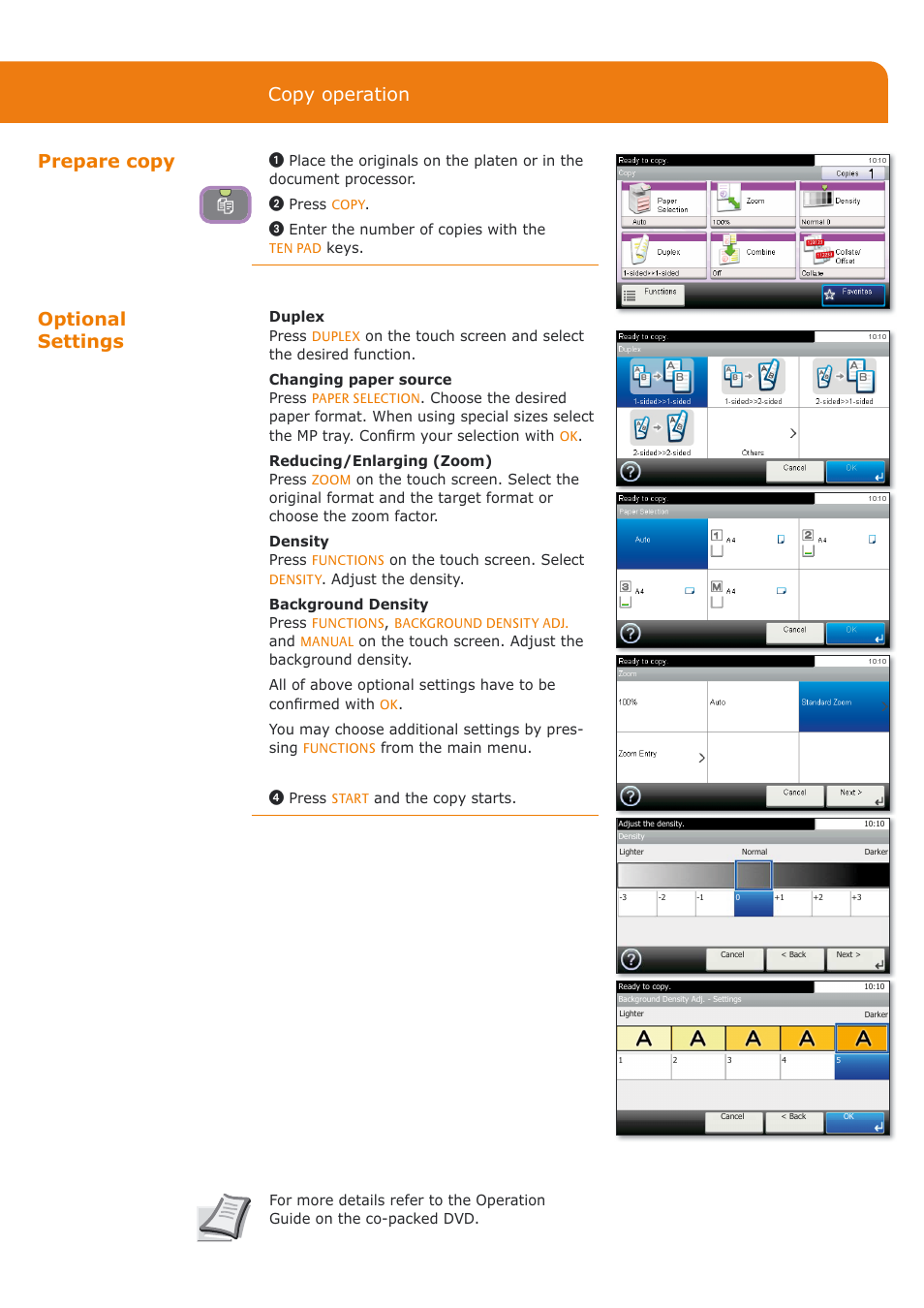 Copy operation, Prepare copy optional settings | TA Triumph-Adler DC 6140 User Manual | Page 4 / 4