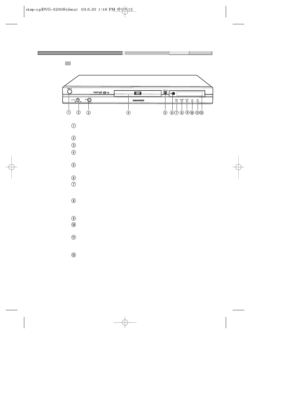 Preparations before operation | Daewoo DVG-5200S User Manual | Page 13 / 39