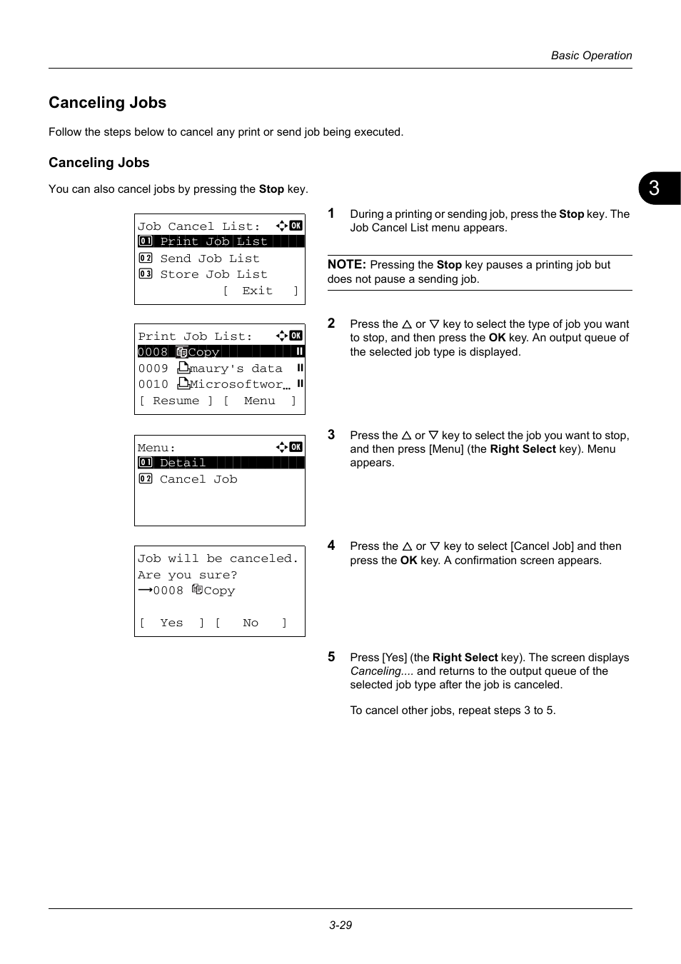 Canceling jobs, Canceling jobs -29 | TA Triumph-Adler DC 6140L User Manual | Page 119 / 446