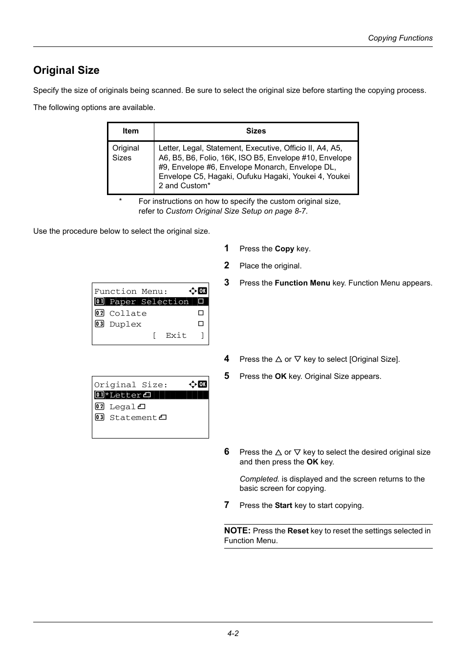 Original size, Original size -2 | TA Triumph-Adler DC 6140L User Manual | Page 122 / 446