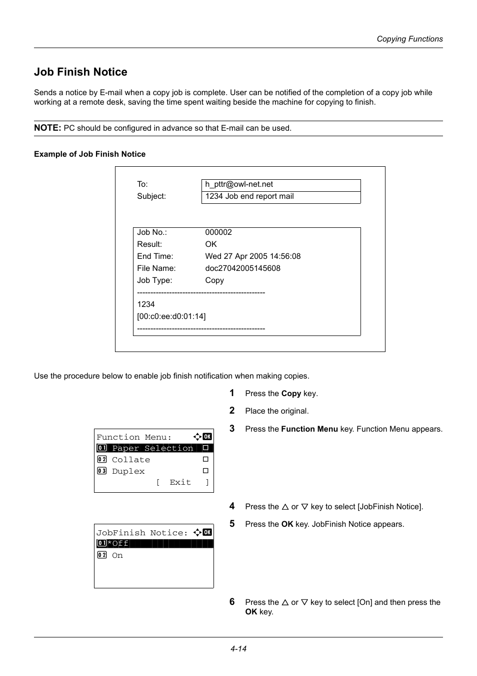 Job finish notice, Job finish notice -14 | TA Triumph-Adler DC 6140L User Manual | Page 134 / 446
