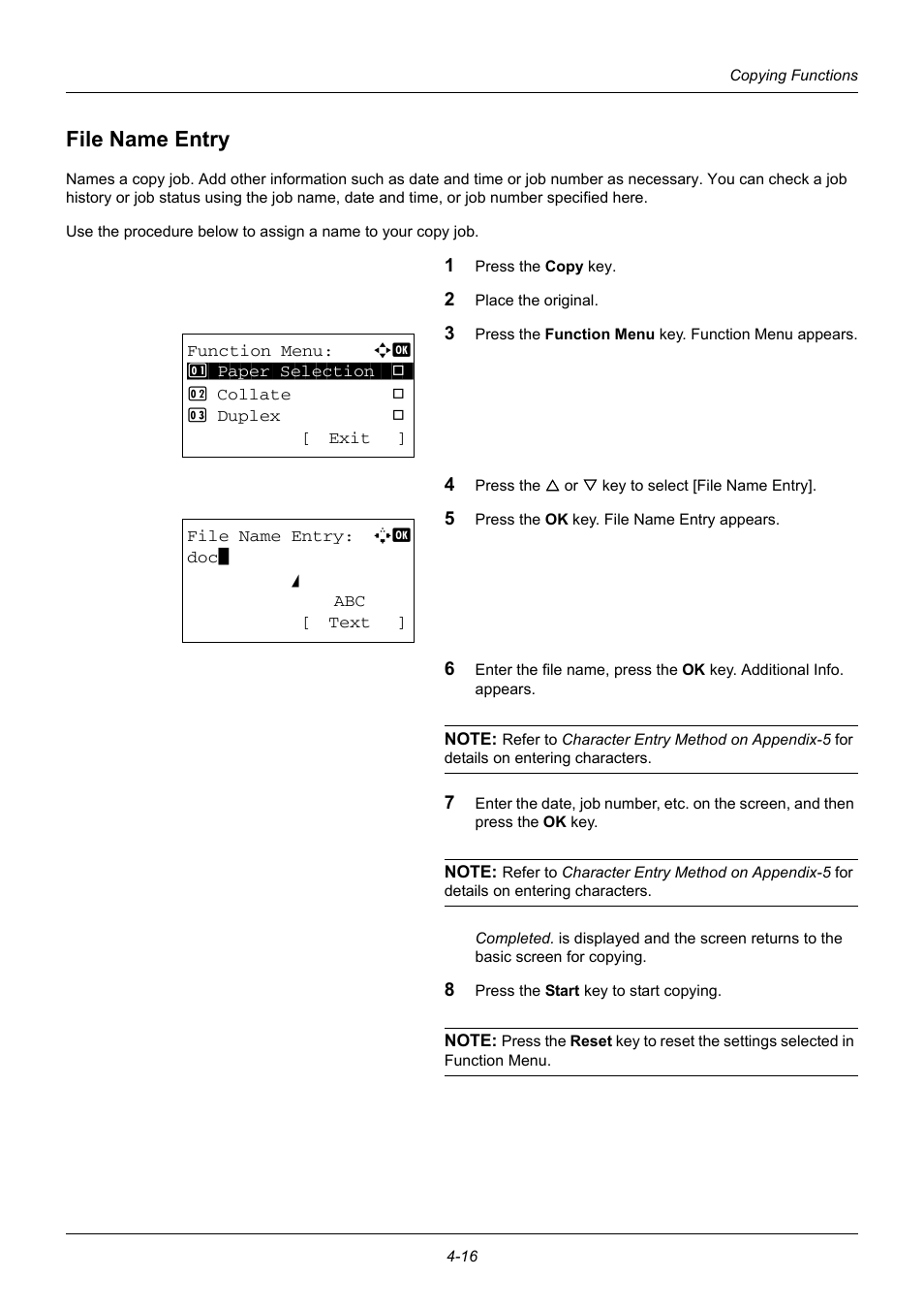 File name entry, File name entry -16 | TA Triumph-Adler DC 6140L User Manual | Page 136 / 446