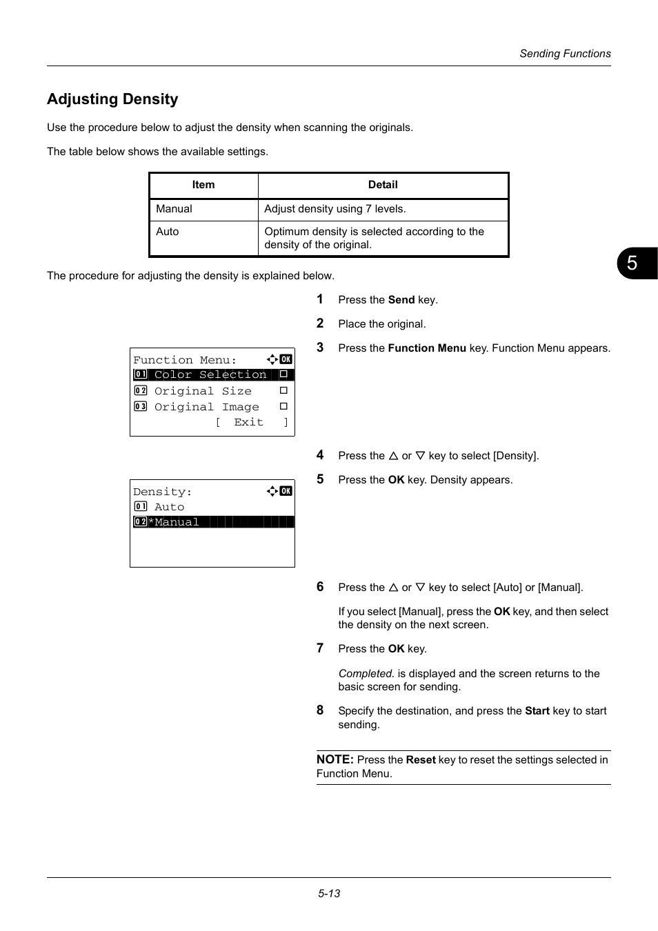 Adjusting density, Adjusting density -13 | TA Triumph-Adler DC 6140L User Manual | Page 151 / 446