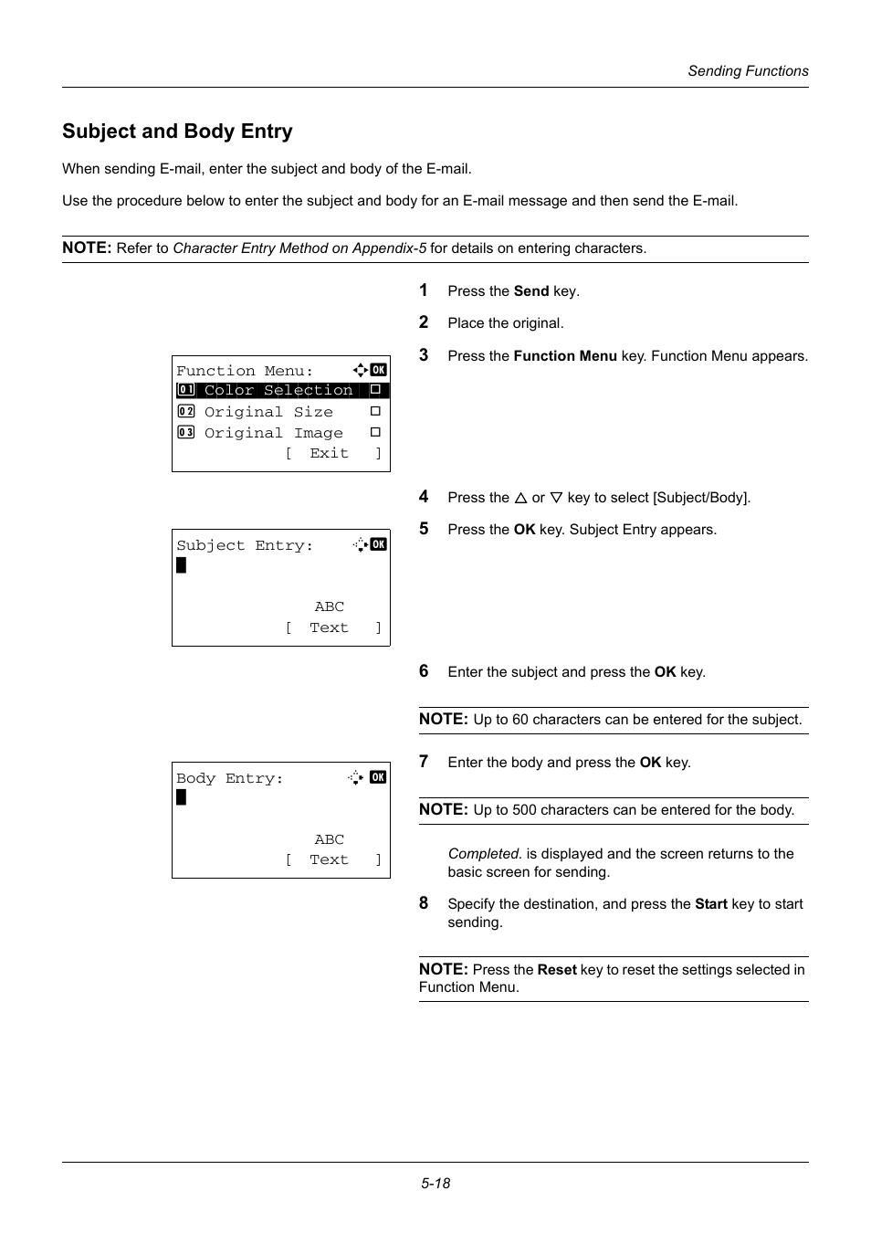 Subject and body entry, Subject and body entry -18 | TA Triumph-Adler DC 6140L User Manual | Page 156 / 446