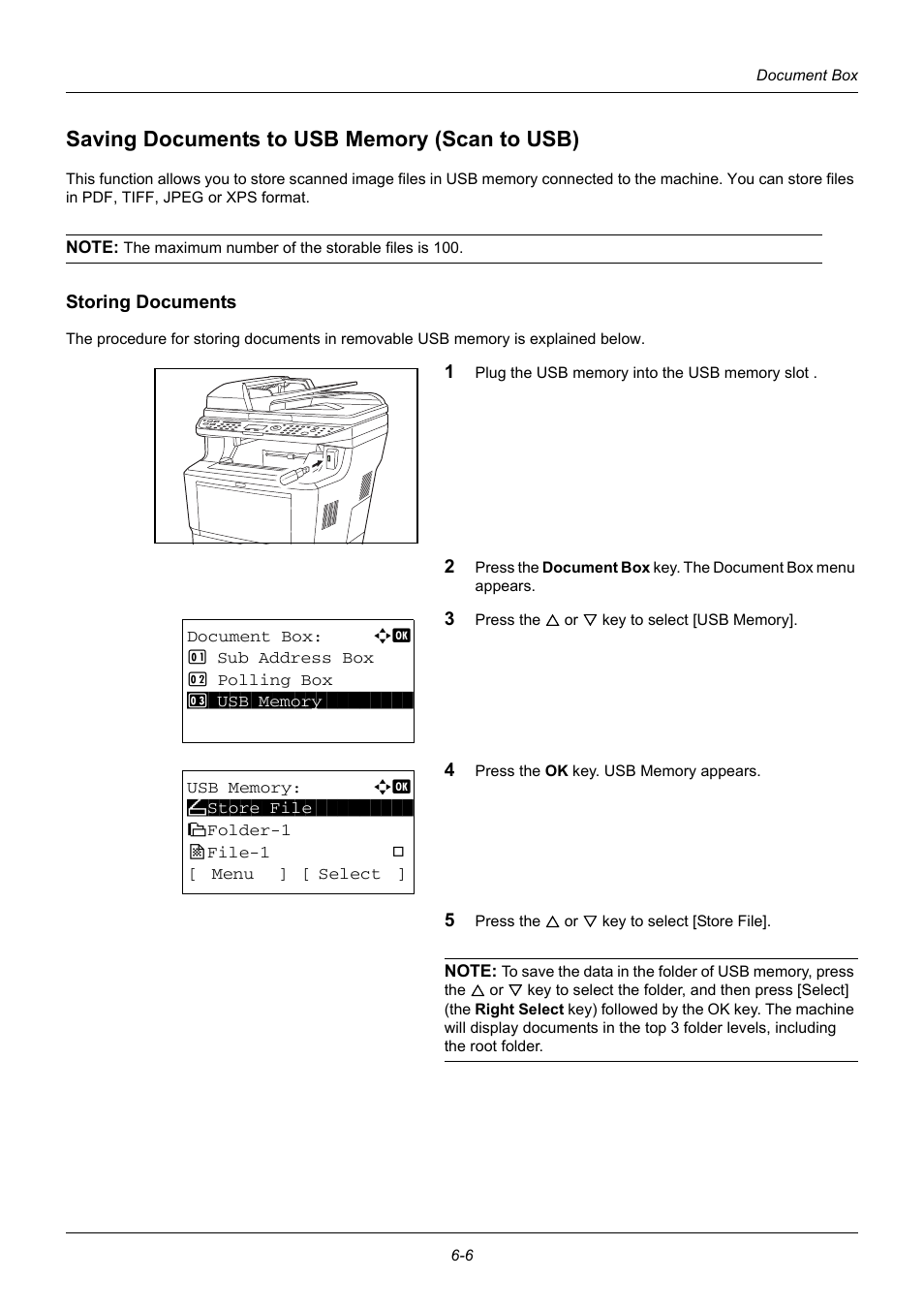Saving documents to usb memory (scan to usb), Storing documents, Saving documents to usb memory (scan to usb) -6 | Saving documents, To usb memory, Scan to usb) | TA Triumph-Adler DC 6140L User Manual | Page 170 / 446