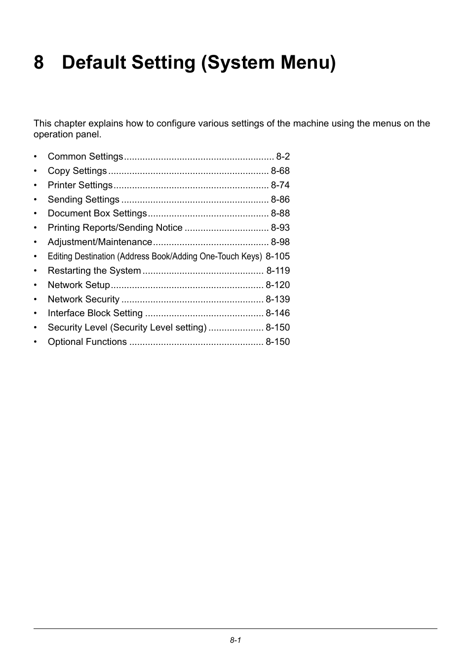 8 default setting (system menu), Default setting (system menu), 8 - default setting (system menu) | TA Triumph-Adler DC 6140L User Manual | Page 197 / 446