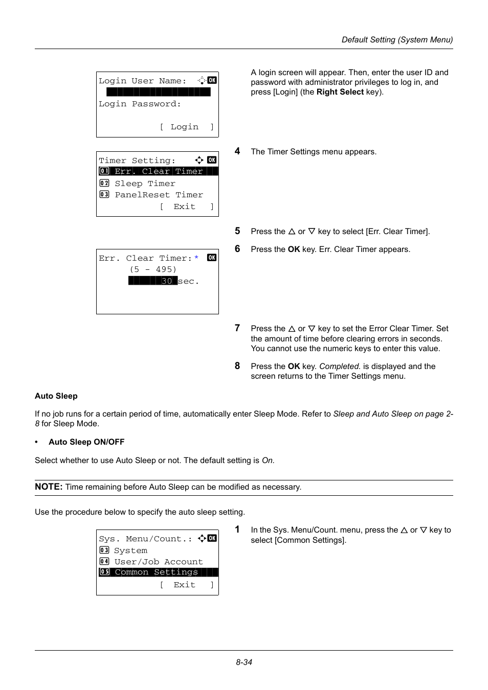 Auto sleep …8-34 | TA Triumph-Adler DC 6140L User Manual | Page 230 / 446