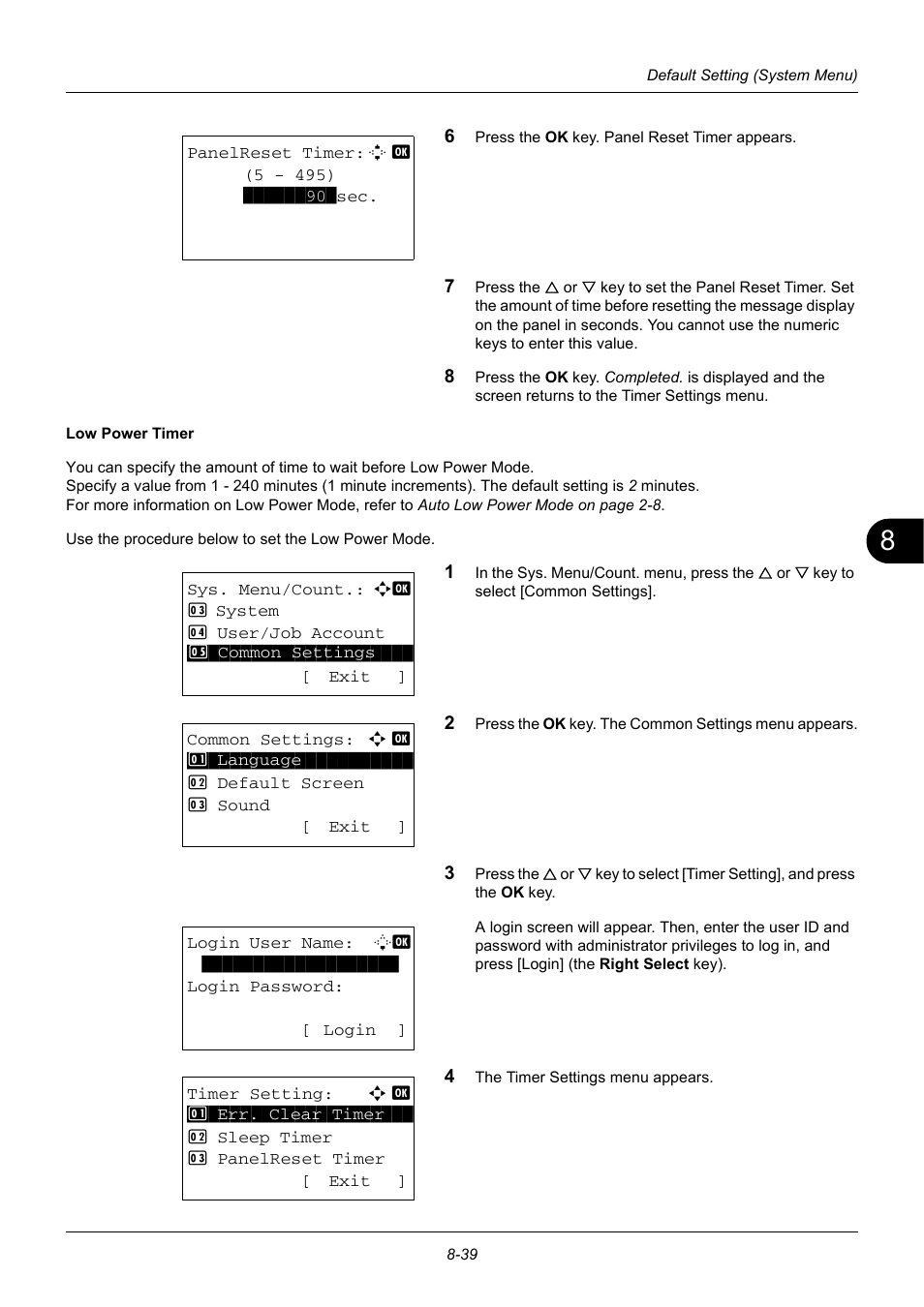 Low power timer …8-39 | TA Triumph-Adler DC 6140L User Manual | Page 235 / 446