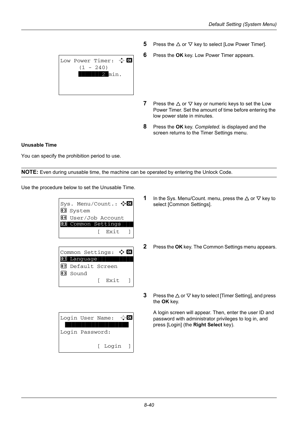 Unusable time …8-40 | TA Triumph-Adler DC 6140L User Manual | Page 236 / 446