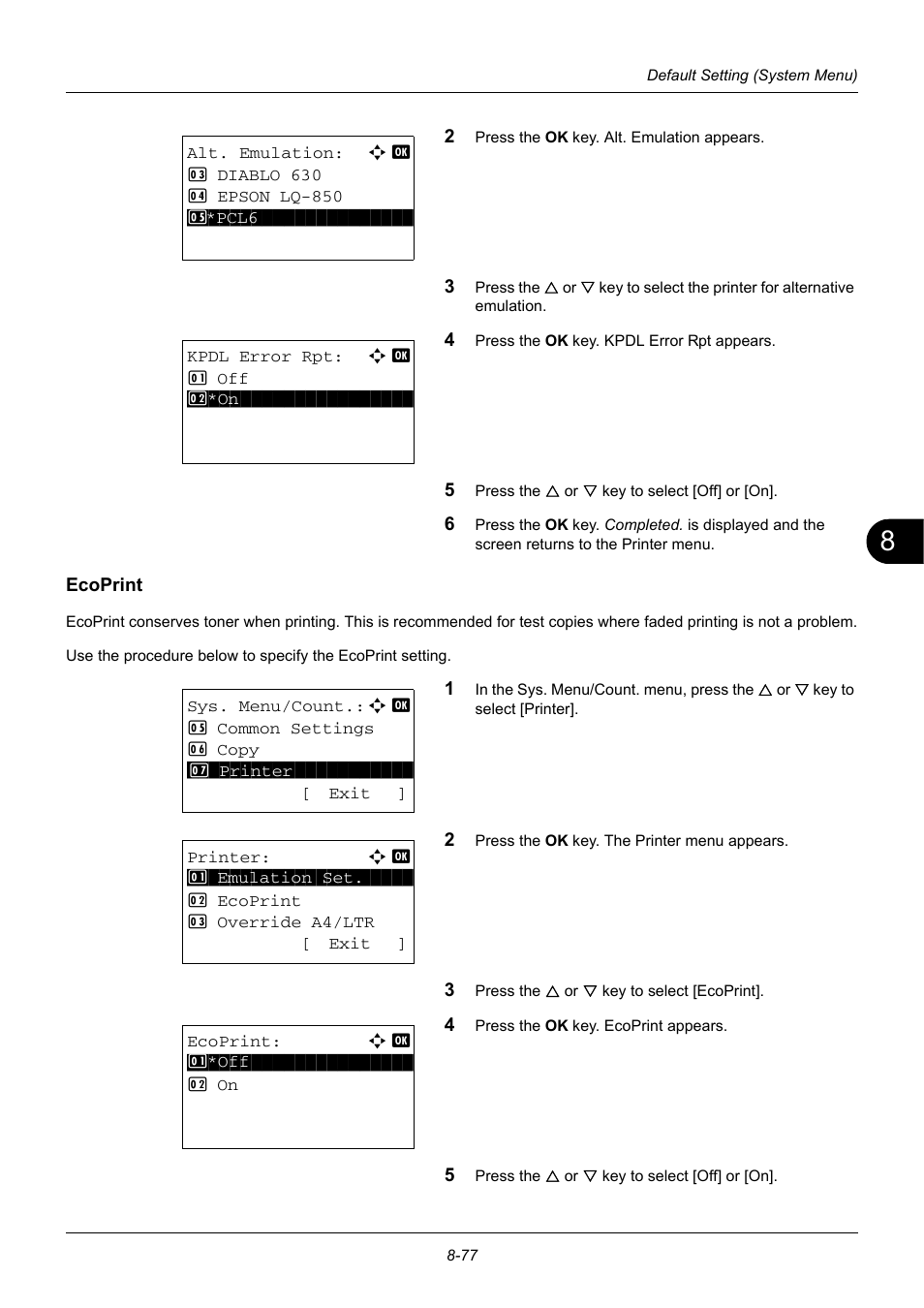 Ecoprint, Ecoprint …8-77 | TA Triumph-Adler DC 6140L User Manual | Page 273 / 446